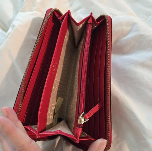 Kate Spade New York Red Leather Zip-Around Wallet - Picture 9 of 10